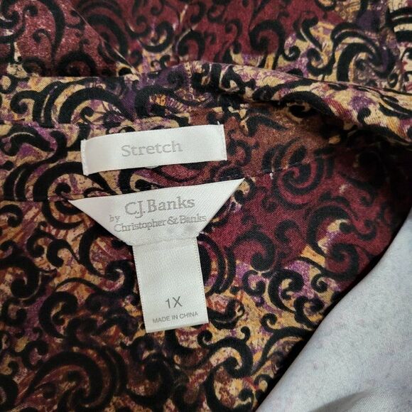 𝅺cj Banks Shirt Jacket Size 1X Multicolor Shacket Collared Long Sleeve - Picture 4 of 6